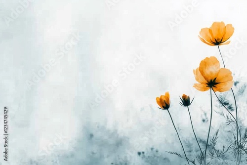 Fototapeta Naklejka Na Ścianę i Meble -  A watercolor painting of a lone flower growing significantly taller than the others in a meadow, with soft blends of green and yellow tones