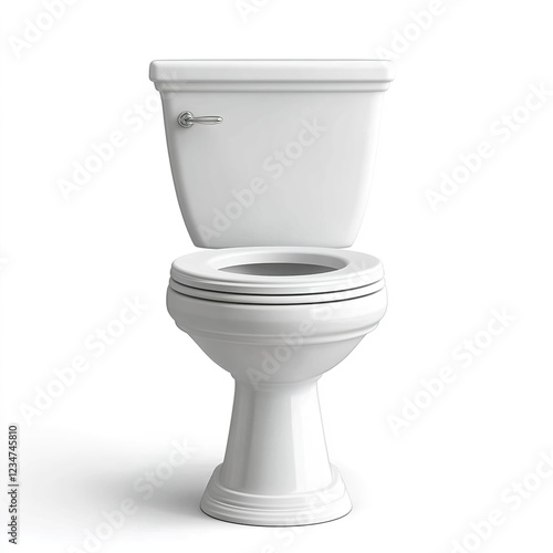 3D illustration of a toilet isolated on a white background, frontal view. photo