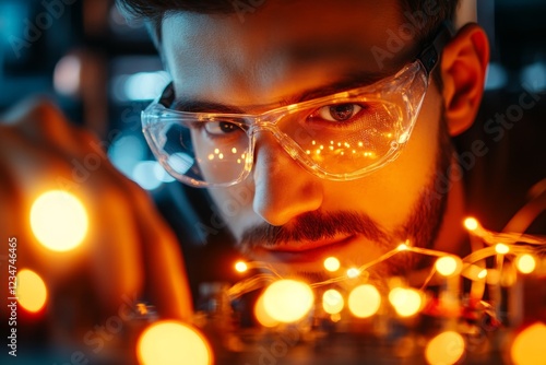 An IT technician verifying sufficient storage space on a server, with glowing racks of hardware in a dimly lit data center