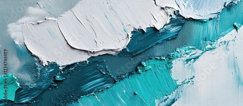 Wallpaper Mural Textured abstract oil paint strokes in shades of turquoise and white suitable for backgrounds and artistic applications with Copy Space Torontodigital.ca