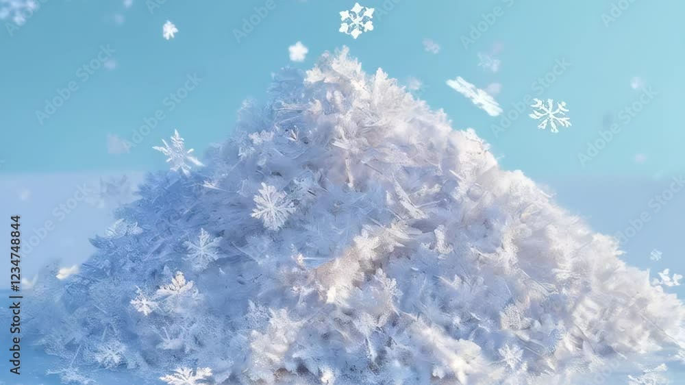 Snowflakes gently falling onto a pile in winter wonderland scene Snowflakes gently falling onto a pile in winter wonderland scene