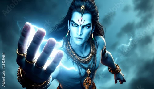Powerful Lord Shiva Digital Art Fiery God Image