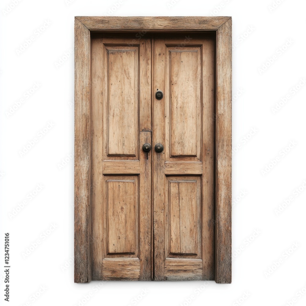 Wooden Door Isolated on White Background Wooden Door Isolated on White Background