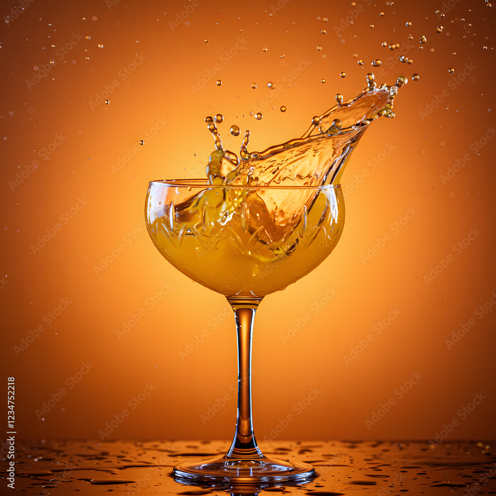 cocktail in glass with splashes cocktail in glass with splashes