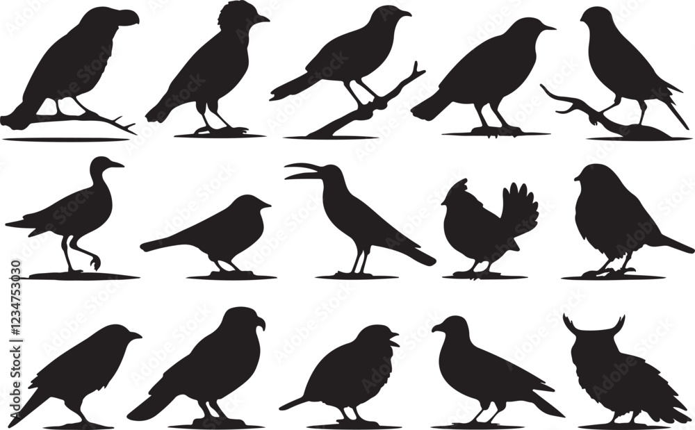 Obraz premium Bird silhouette vector set.