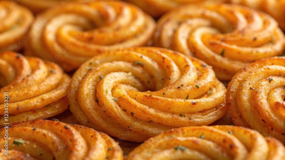 Duchess potatoes are piped into spiral shapes, baked until golden brown and crispy, creating a visually appealing pattern perfect for a catering event or restaurant menu Duchess potatoes are piped into spiral shapes, baked until golden brown and crispy, creating a visually appealing pattern perfect for a catering event or restaurant menu