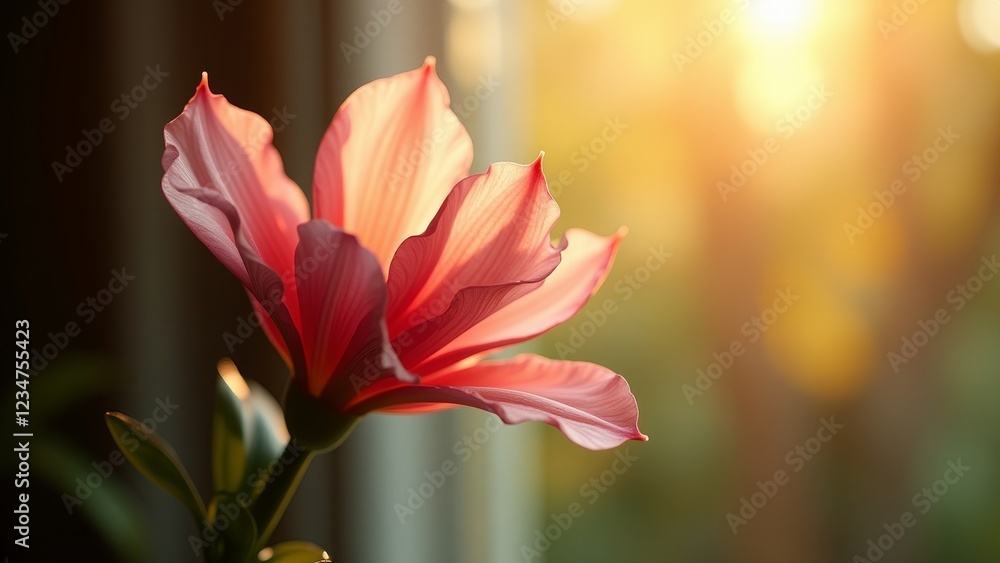 A delicate flower with vibrant petals and a slender stem A delicate flower with vibrant petals and a slender stem