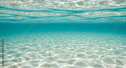 Foto Underwater view of light sand with clear water background