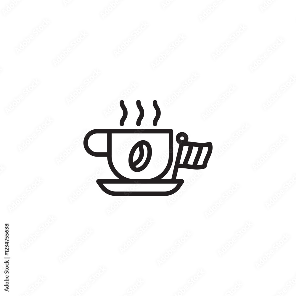 A steaming cup of coffee on a saucer, featuring a coffee bean design and a small Indonesian flag. Represents hot Indonesian coffee, a local cafe, or coffee culture in Indonesia. A steaming cup of coffee on a saucer, featuring a coffee bean design and a small Indonesian flag. Represents hot Indonesian coffee, a local cafe, or coffee culture in Indonesia.