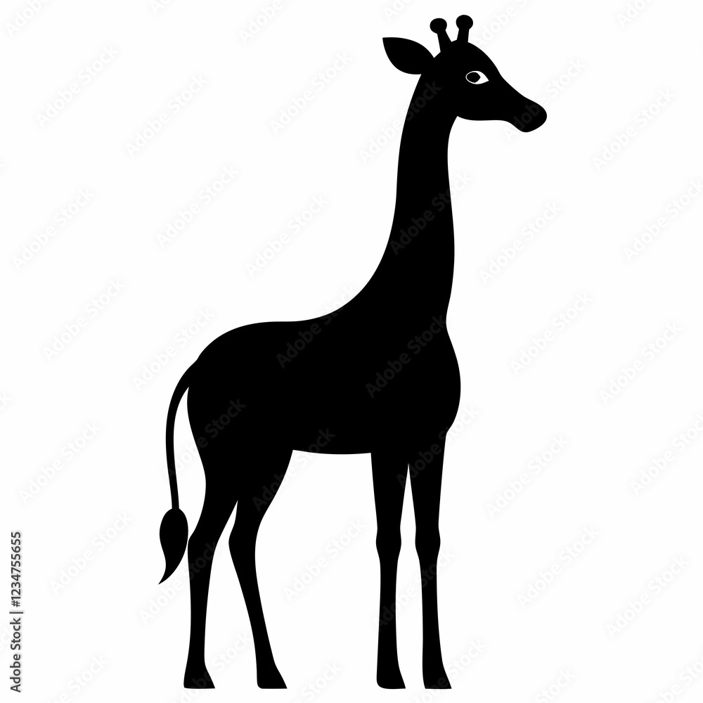 Giraffe in Black Silhouette - Modern Vector Art Giraffe in Black Silhouette - Modern Vector Art