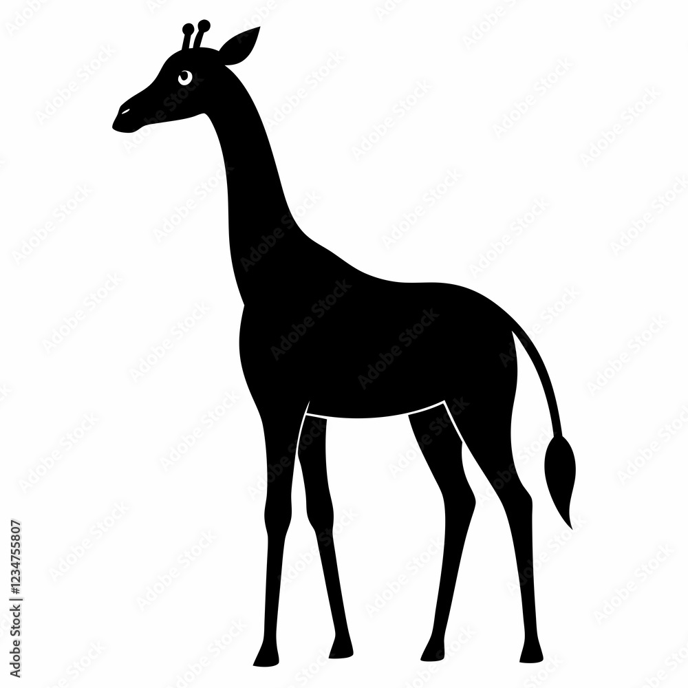Giraffe in Black Silhouette - Modern Vector Art Giraffe in Black Silhouette - Modern Vector Art