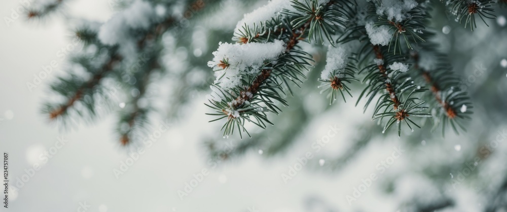 Snow Covered Pine Tree Branches Close Up Snow Covered Pine Tree Branches Close Up