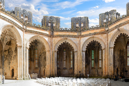 Monastery of Batalha, Portugal. The Monastery of the Dominicans of Batalha was built to commemorate the victory of the Portuguese over the Castilians at the battle of Aljubarrota in 1385.