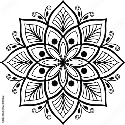 Decorative Mandala line art element pattern design