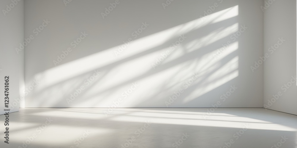 Abstract white wall interior with natural light shadows and soft reflections on the floor Copy Space Abstract white wall interior with natural light shadows and soft reflections on the floor Copy Space