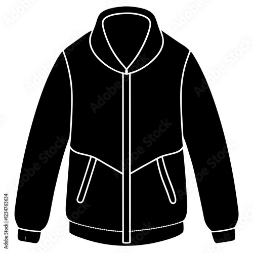 Fleece jacket silhouette on with white background