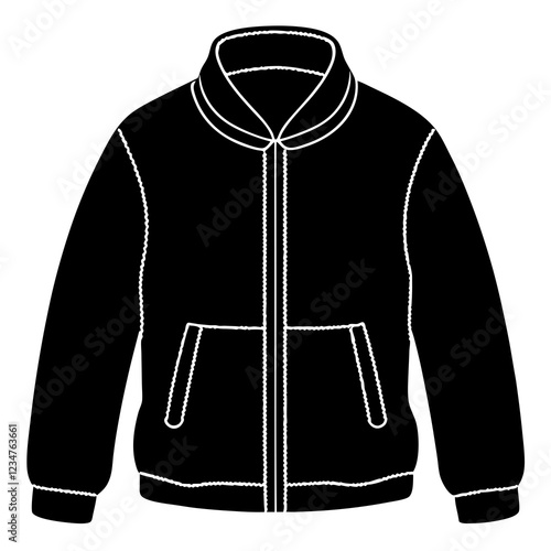 Fleece jacket silhouette on with white background