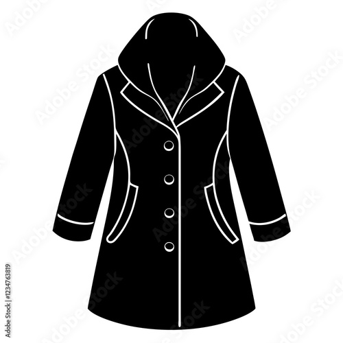 Winter coat silhouette on with white background