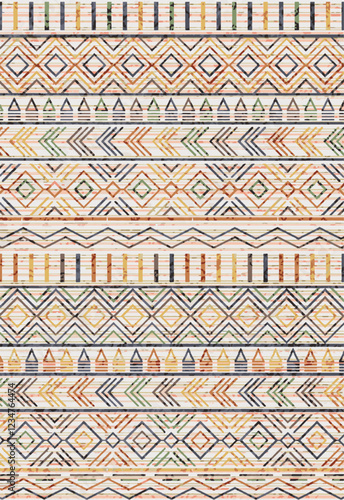 Kilim and Navajo Vector Carpet modern Pattern with trending colors in high resolution

