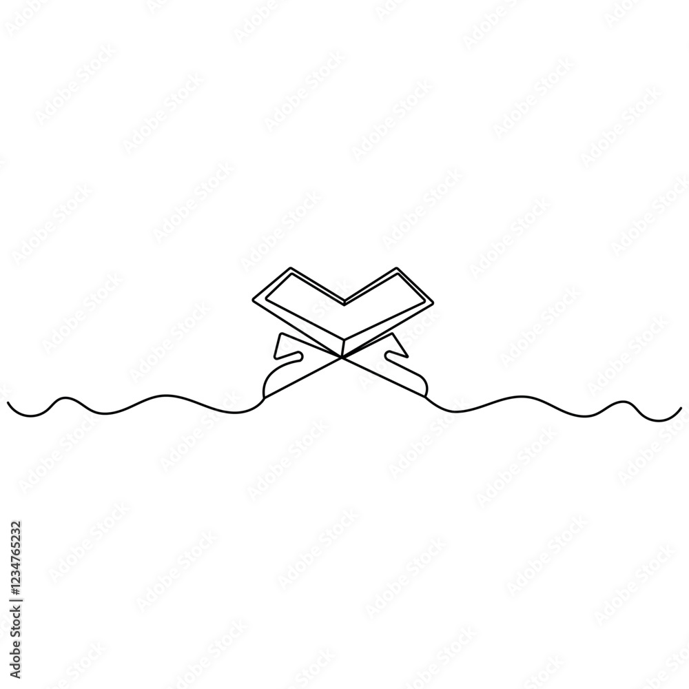 Quran icon continuous one line drawing outline vector illustration Quran icon continuous one line drawing outline vector illustration