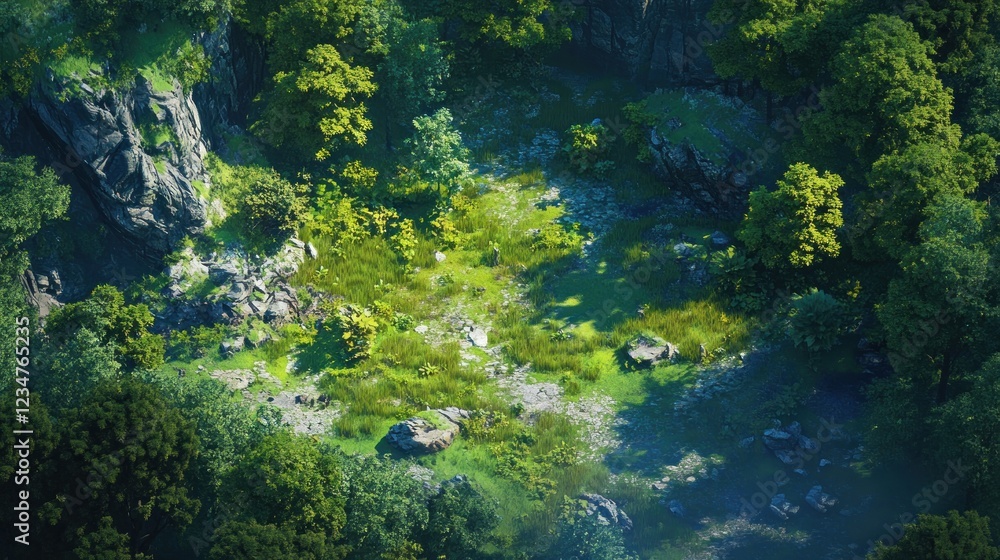 Sun-Dappled Forest Clearing: A High-Resolution Aerial View Sun-Dappled Forest Clearing: A High-Resolution Aerial View