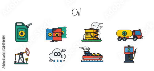 Oil Industry Line Icons