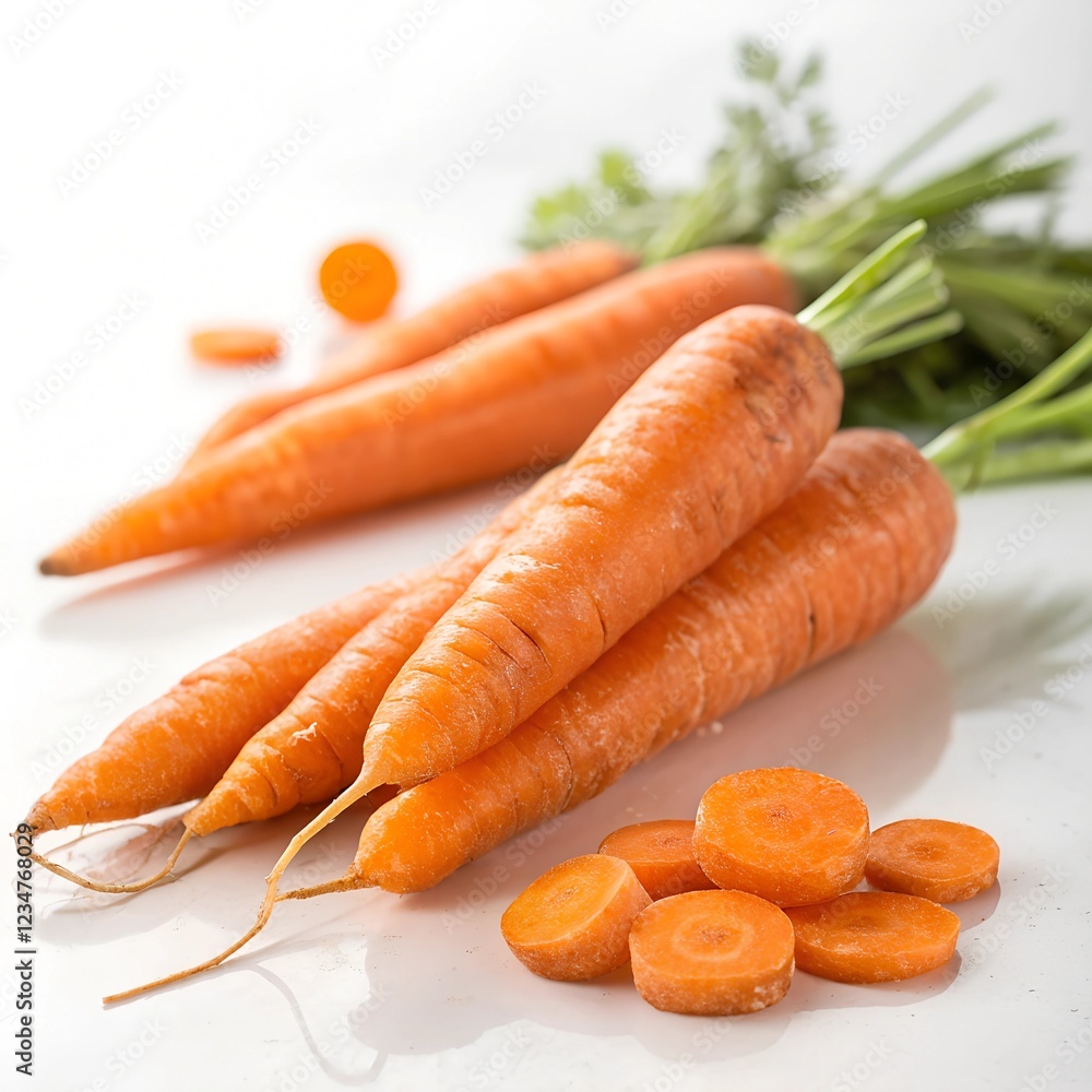 fresh carrots, positioned in the center of a clean white background. fresh carrots, positioned in the center of a clean white background.