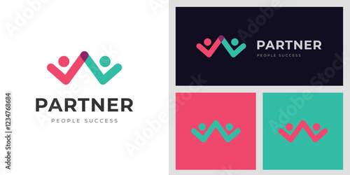 People partnership Logo icon design with collaboration concept symbol for partnership, teamwork vector logo template