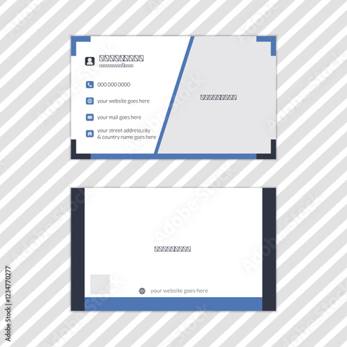 Corporate Business card design, Vector illustration print template, set with Blue and Black color combination
