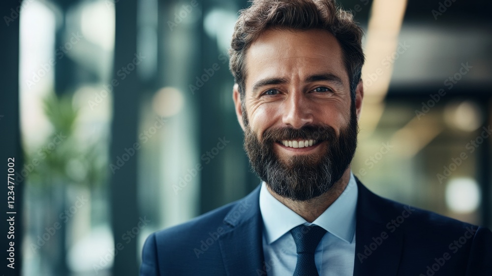 portrait of handsome man with beard and suit with blur background and copy space portrait of handsome man with beard and suit with blur background and copy space
