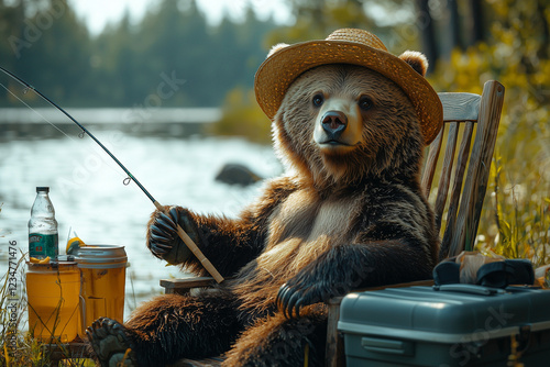 Ours tranquille péchant