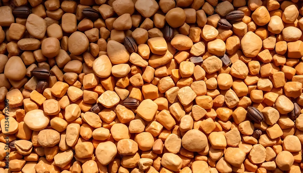 Orange Stones And Dark Brown Seeds Scattered Together Orange Stones And Dark Brown Seeds Scattered Together