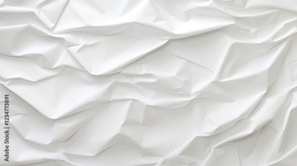 Obraz premium Crumpled White Paper Background with Textured Surface Ideal for Seamless Design and Creative Projects in Print and Digital Media
