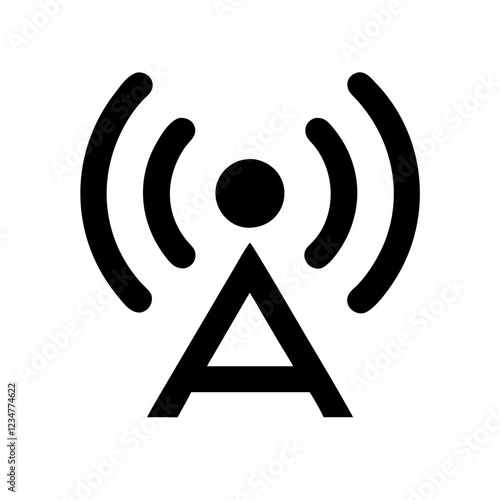 Antenna Wave Vector Icon for Signal and Communication