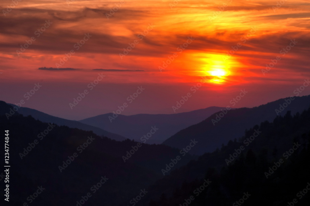 Fototapeta premium sunset over the mountains
