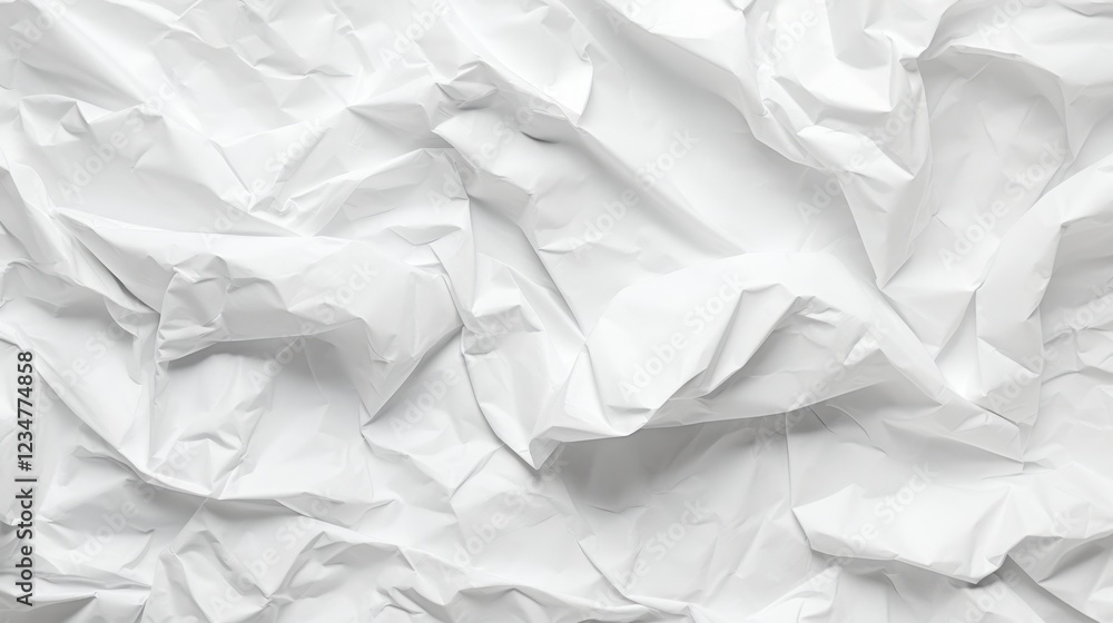 Fototapeta premium Seamless Crumpled White Paper Background Texture for Creative Designs and Digital Projects, Ideal for Offering a Minimalist and Elegant Look