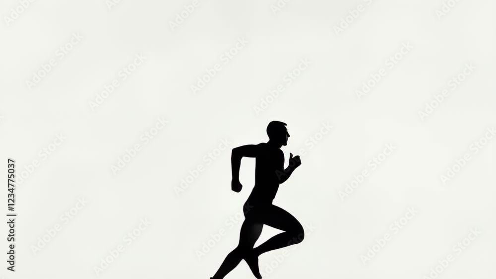 Silhouette runner in motion: dynamic minimalist animation loop Silhouette runner in motion: dynamic minimalist animation loop