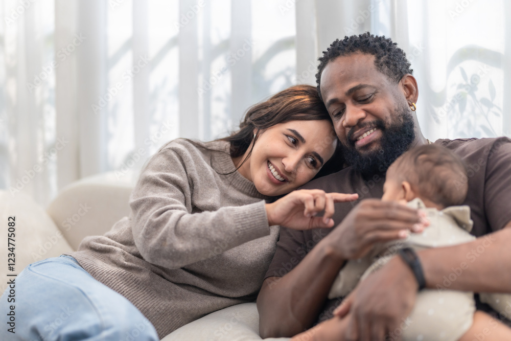 Happy Black Family Relaxing at Home Happy Black Family Relaxing at Home
