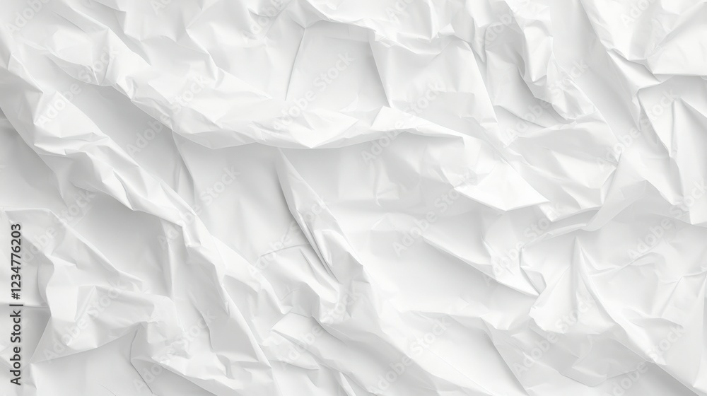 Seamless White Crumpled Paper Texture Background for Design Projects, Perfect for Mockups, Wallpapers, and Artistic Applications