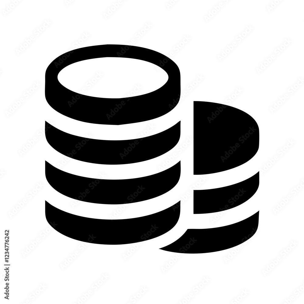 Coin Stack Vector Icon for Currency and Financial Representation Coin Stack Vector Icon for Currency and Financial Representation