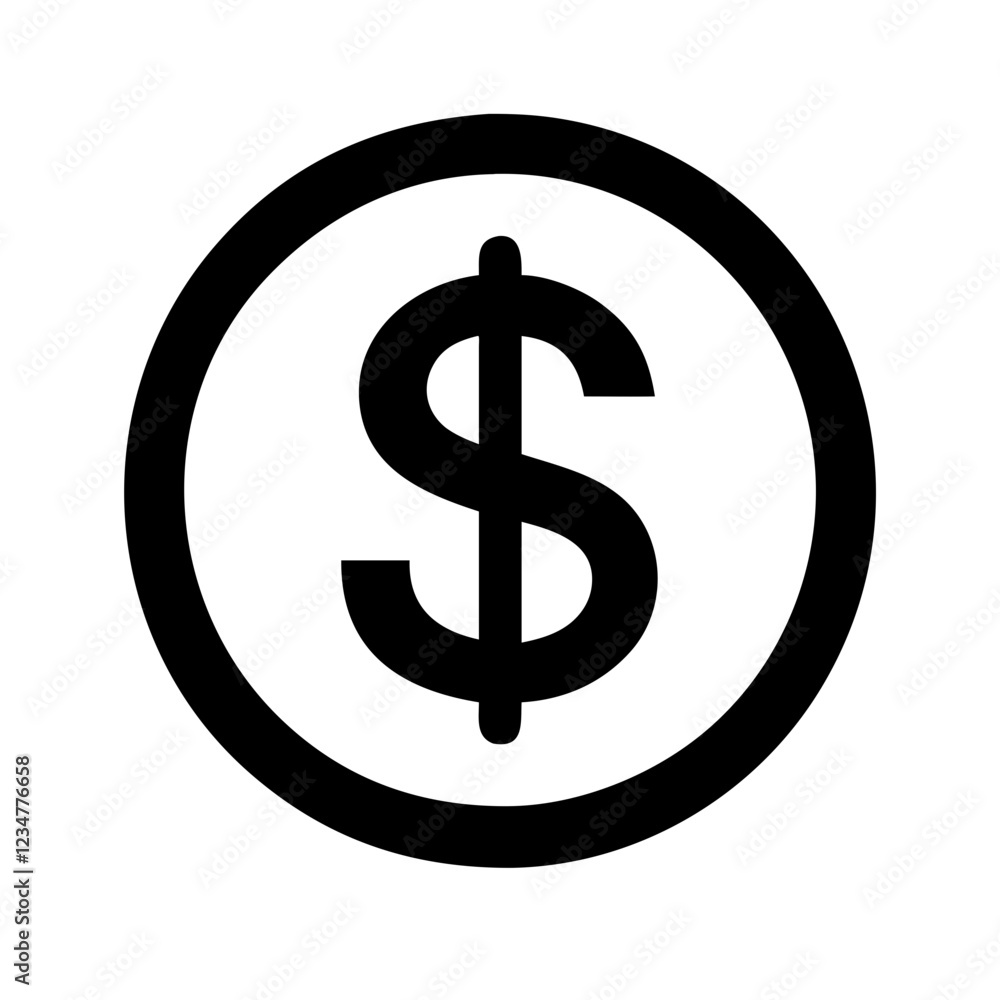 Dollar Sign Vector Icon for Currency and Financial Representation Dollar Sign Vector Icon for Currency and Financial Representation