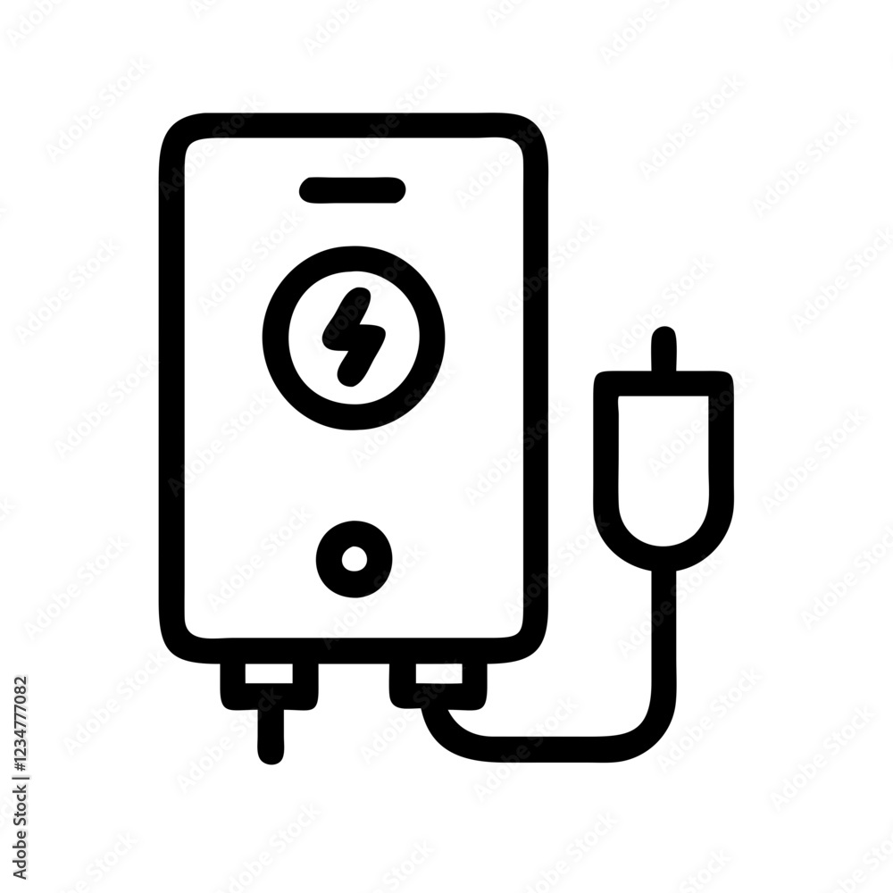 Electric Water Heater Vector Icon for Heating and Comfort Electric Water Heater Vector Icon for Heating and Comfort