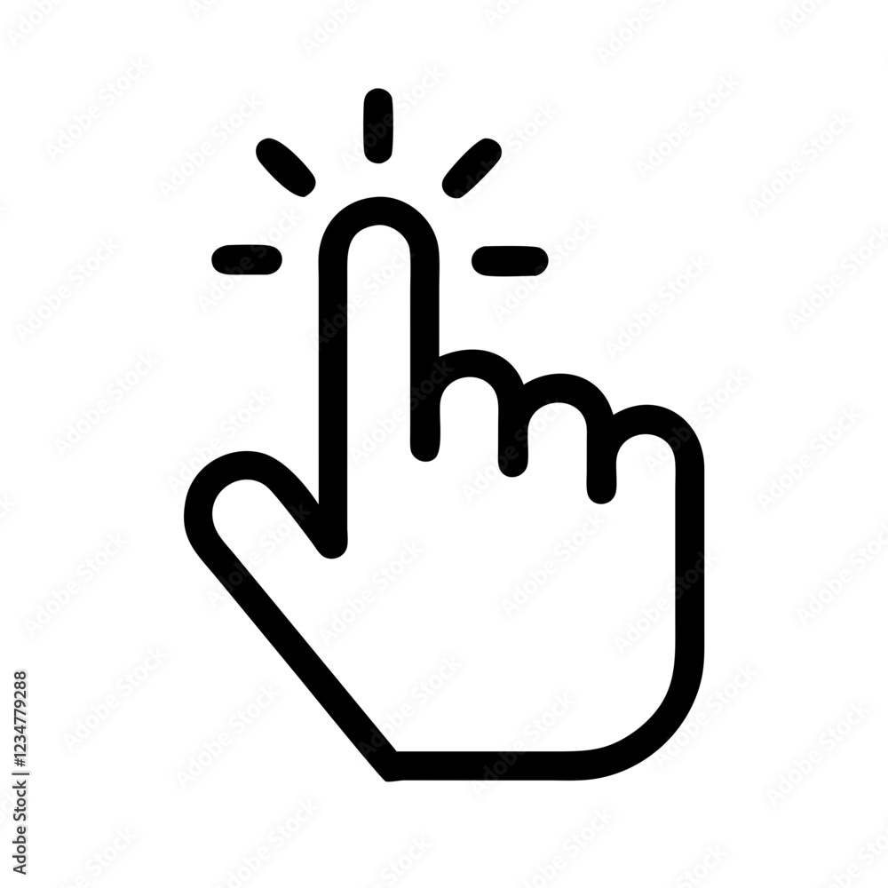 Interactive Hand Cursor Click Vector Icon for Navigation and User Interaction Interactive Hand Cursor Click Vector Icon for Navigation and User Interaction