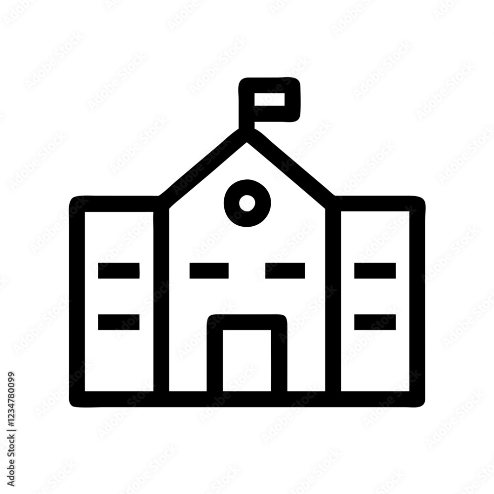 Minimalist School Building Vector Icon for Education and Learning Representation Minimalist School Building Vector Icon for Education and Learning Representation