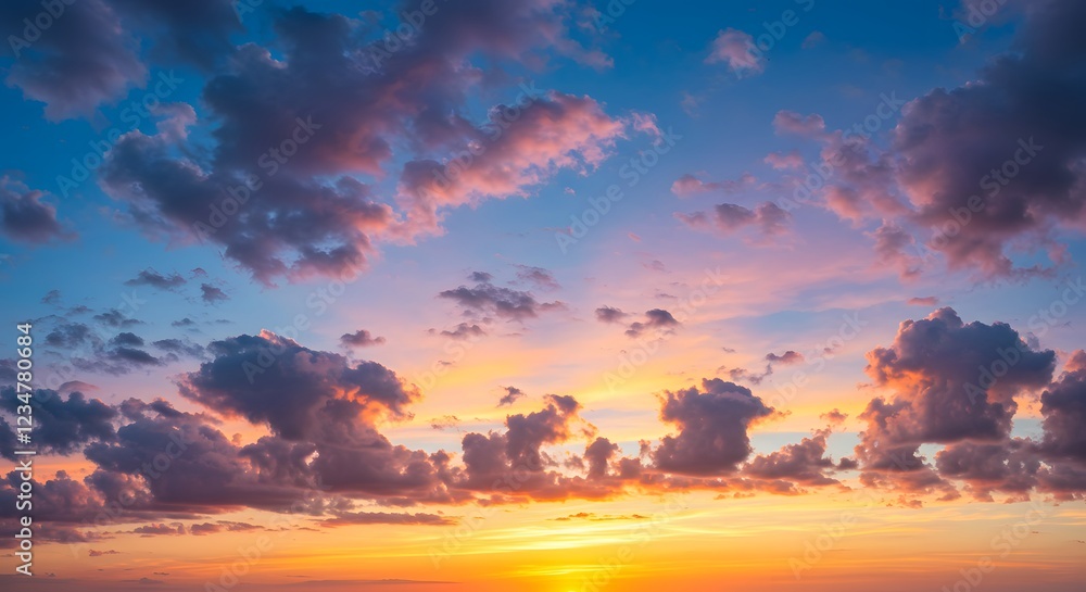 Fototapeta premium Breathtaking Sunset with Dramatic Clouds. Christmas birthday Valentine romance festival background.