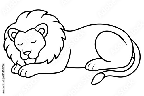 Lion Sleep Minimal Line Art Vector