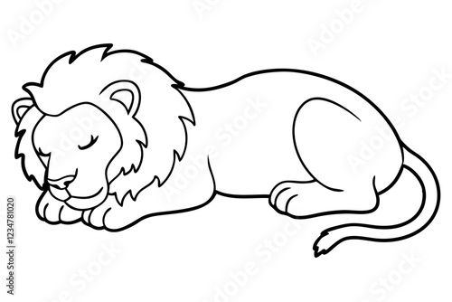 Lion Sleep Minimal Line Art Vector