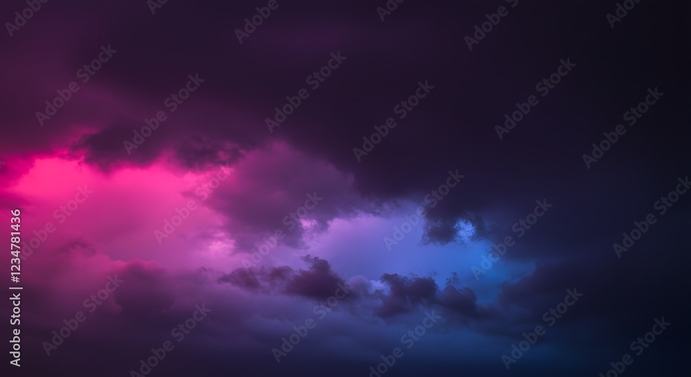 Obraz premium Vibrant Twilight Sky with Magenta and Blue Clouds. Christmas birthday Valentine romance festival background.