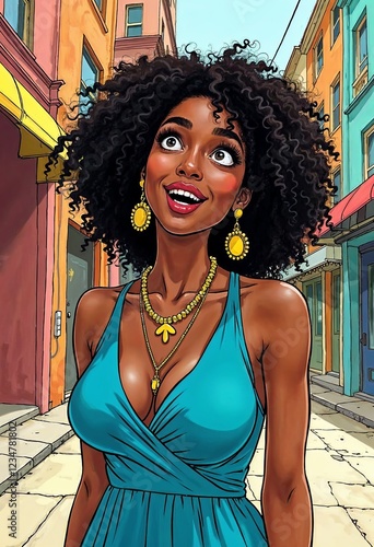 young black woman in a city street