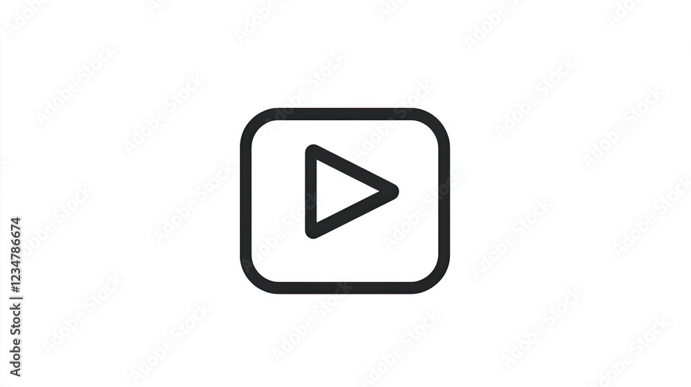 Play button icon, digital interface, white background, video start Play button icon, digital interface, white background, video start